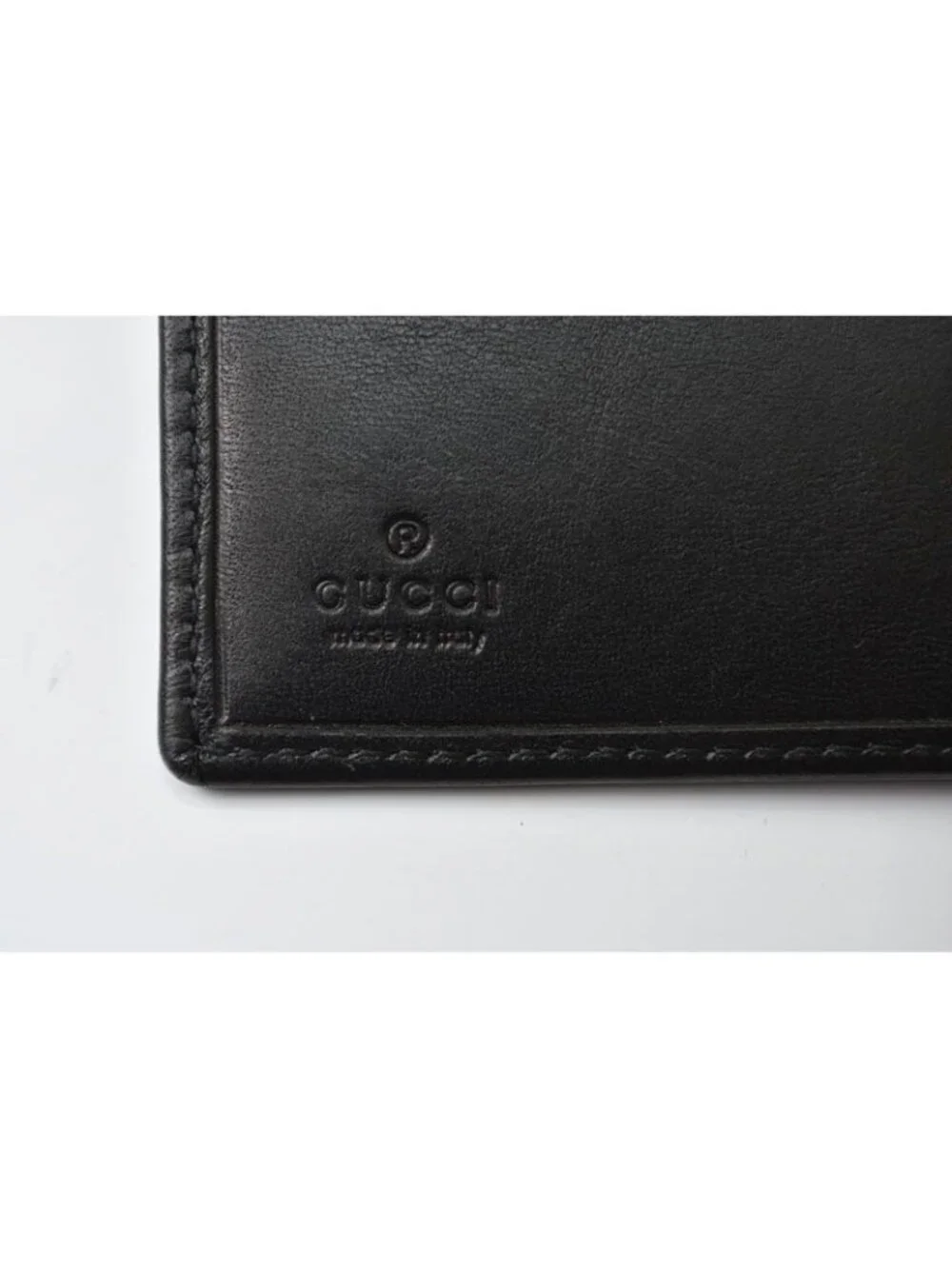 Gucci Wallet Vintage Folded Leather Black Gold